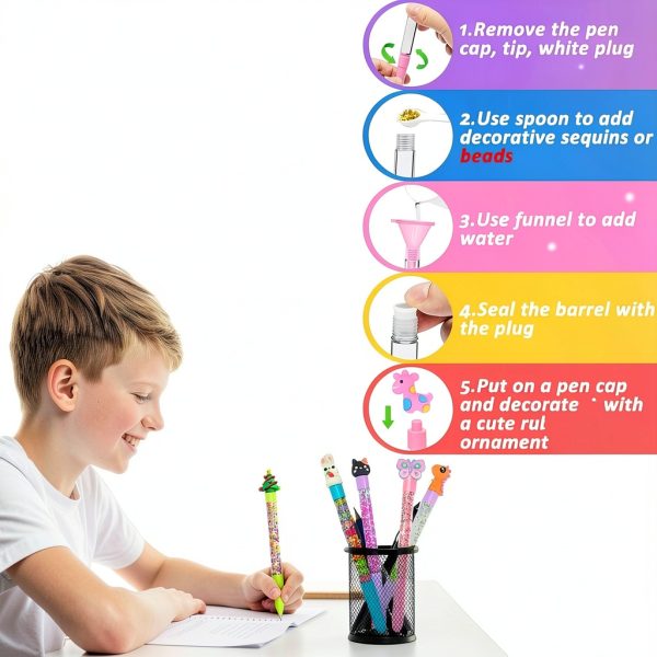 MOMUSE DIY Glitter Pen Craft Kit for Kids Fantasy Theme-3