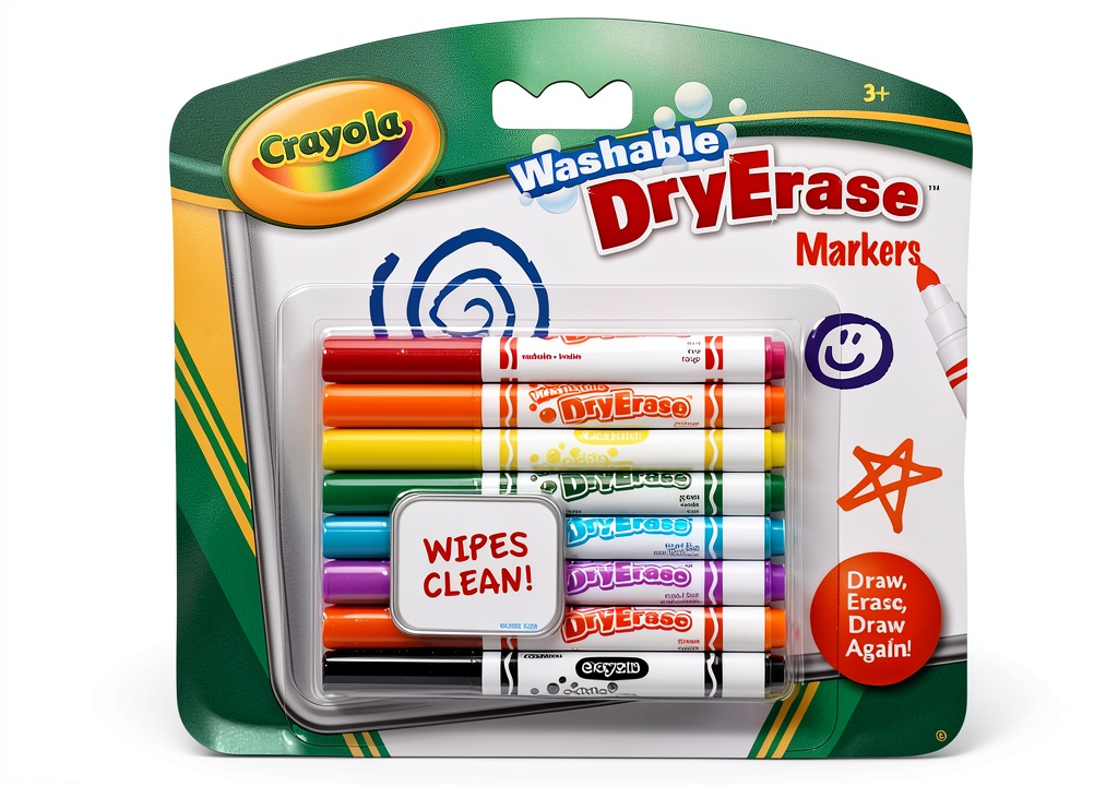 Child using Crayola dry erase markers on a whiteboard