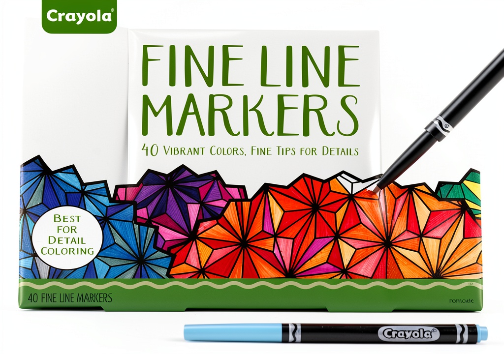 Crayola fine tip markers displayed on a creative workspace