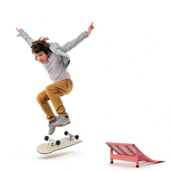 BMX Jump Ramp DOLEMODUO Iron Skateboard Ramp Red-4