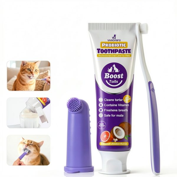 Cat Toothbrush Kit VVHOMIFE - Coconut Chicken Flavor, 2.5 oz-6
