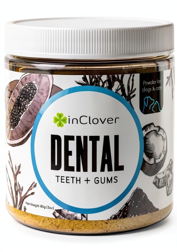 InClover Dog and Cat Dental Powder for Teeth Cleaning and Enamel and Gum Health, Natural Pet Supplement, Breath Freshener - Naturally Flush Away Tartar, No Brushing Necessary-0