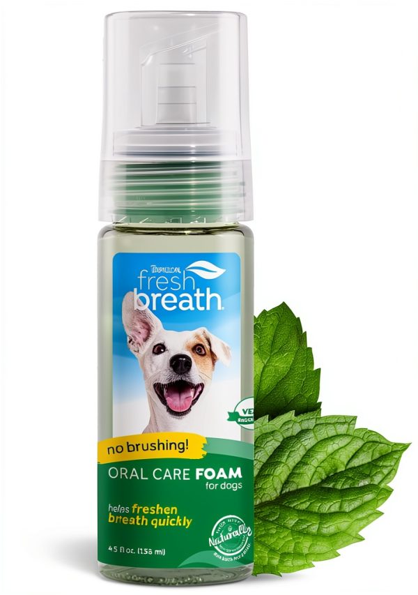 TropiClean Fresh Breath Dental Foam Spray for Dogs & Cats 4.5oz USA-0