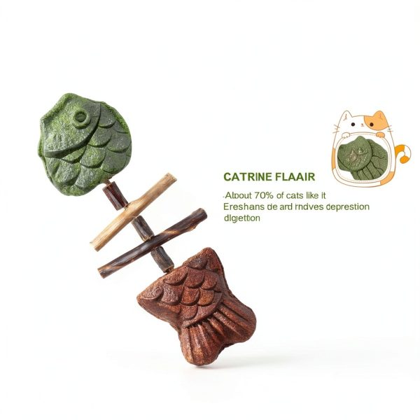 Fish Bone Cat Toy by Purrident Natural Wooden Dental Chew with Catnip-5