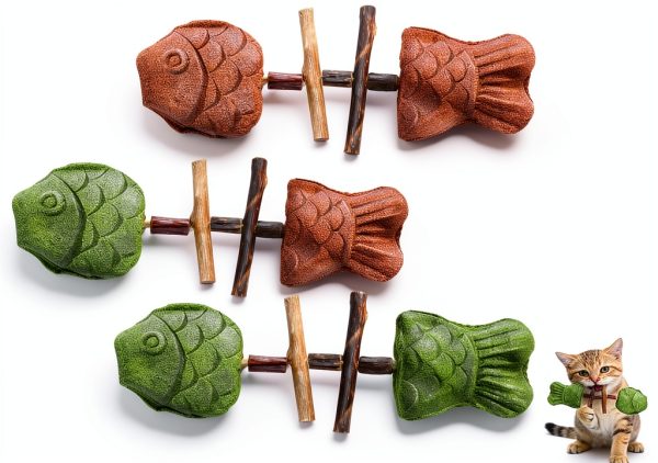 Fish Bone Cat Toy by Purrident Natural Wooden Dental Chew with Catnip-0