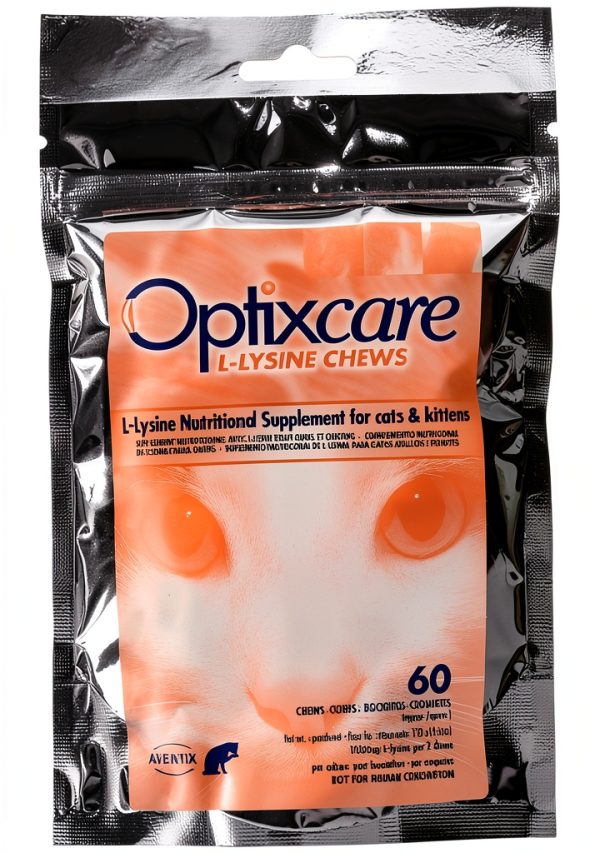 Optixcare 72-2 L-Lysine Chews for Cats - Chicken Flavor, 60 Count-0
