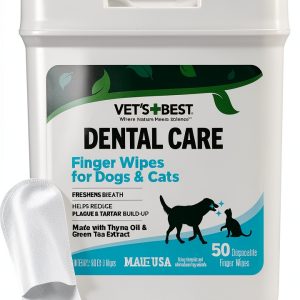 Vet's Best Finger Dental Wipes for Dogs & Cats – 50 Count Oral Care-0