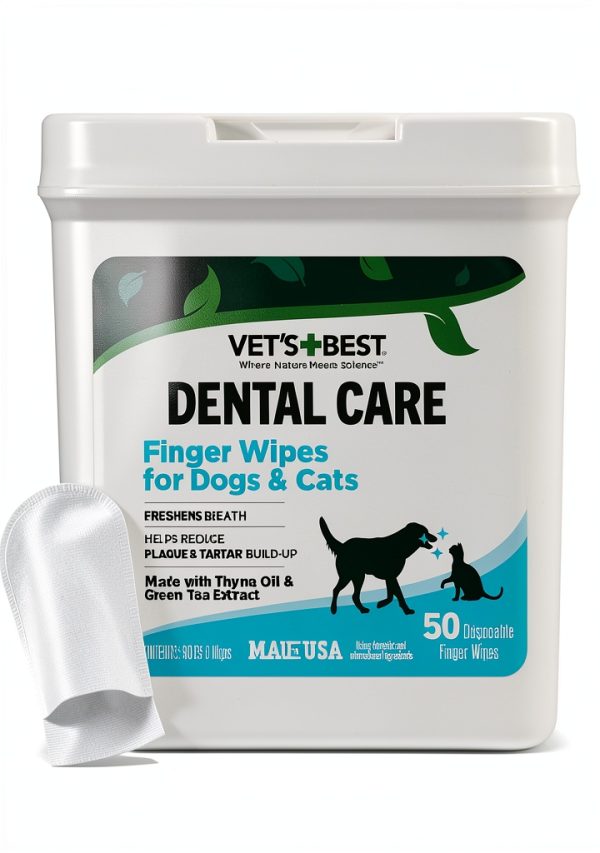 Vet's Best Finger Dental Wipes for Dogs & Cats – 50 Count Oral Care-0