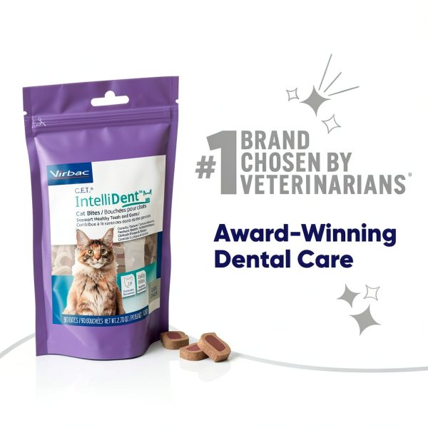 Virbac CET IntelliDent Cat Bites Dental Treats Chicken Flavor 90pcs-2