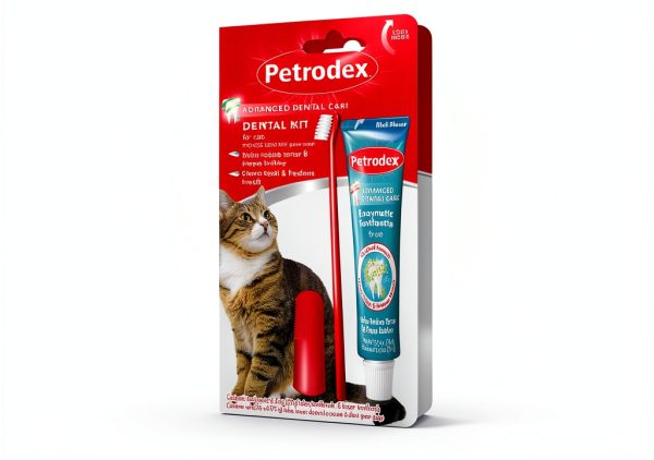 Petrodex Dental Care Kit for Cats, Cat Toothbrush and Toothpaste, Cleans Teeth and Fights Bad Breath, Reduces Plaque Tartar Formation, Malt Flavor, 2.5oz Toothpaste + Toothbrush-1