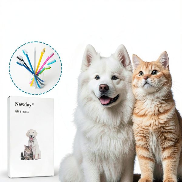Dog Toothbrush Set of 8 Newday Dual‑Headed Soft Bristles for Pets-6
