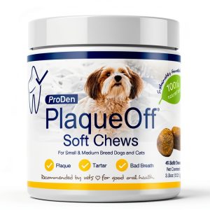ProDen PlaqueOff Soft Chews with Organic Kelp - for Small & Medium Breed Dogs & Cats - Supports Normal, Healthy Teeth, Gums, and Breath Odor in Dogs & Cats - 45 Soft Chews-0