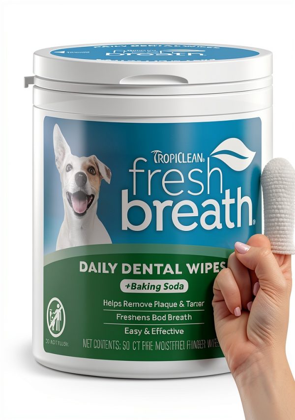 Dog Dental Wipes TropiClean Fresh Breath Tartar Remover 50 Count-0